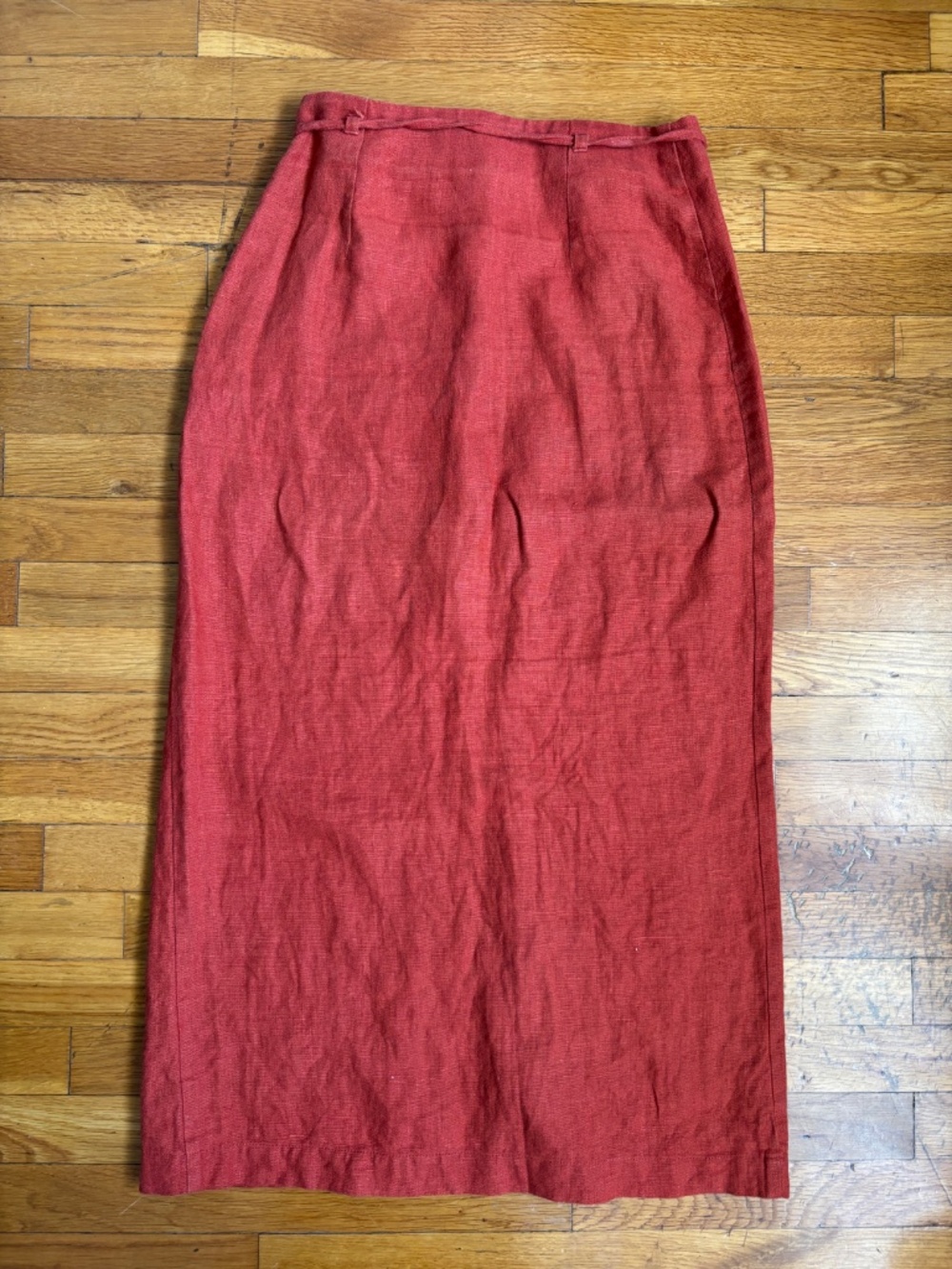 Paloma Wool Linen Midi Skirt | Burnt Orange | XS 36 | Pocket Belt - Picture 10 of 12